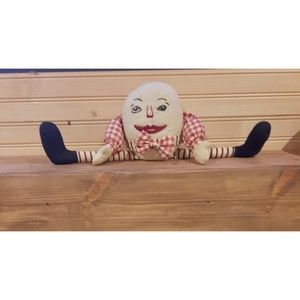 Humpty Dumpty Hand Made Stuffed Charactor Doll, Embroidered Face, Scary Face